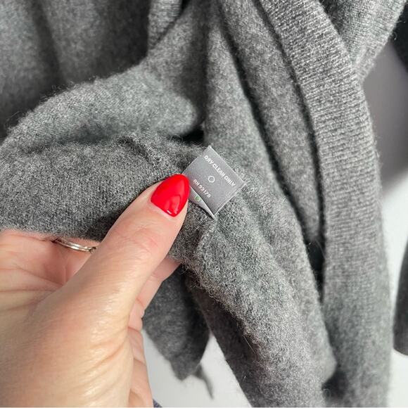 Neiman Marcus | Women’s 100% Cashmere Long Charcoal Grey Cowl Neck Wrap Sweater - Picture 7 of 9